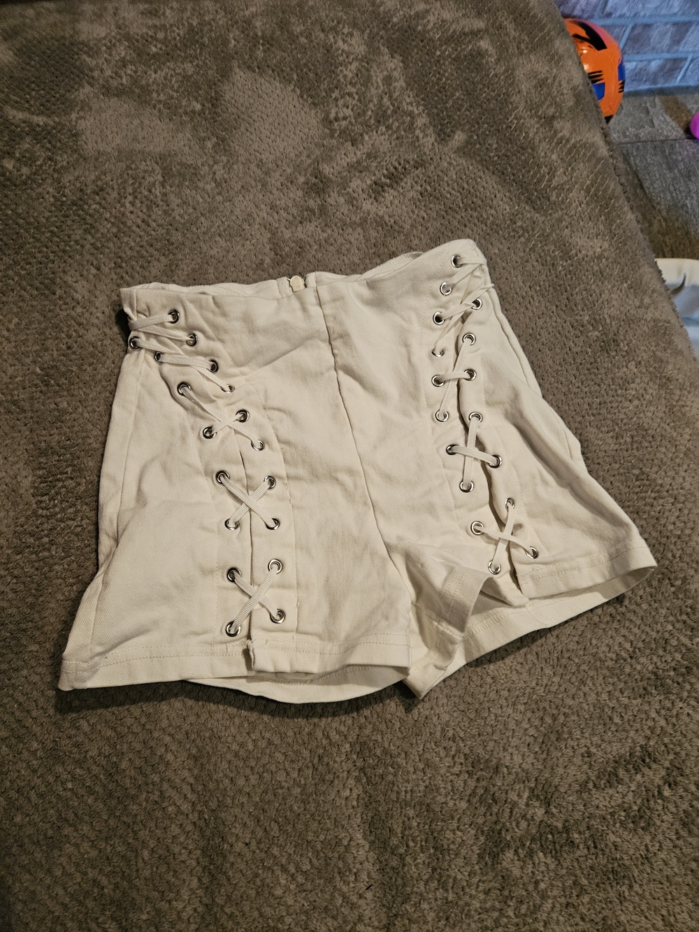 Spirit High-Waist Lace-Up Shorts in Cream